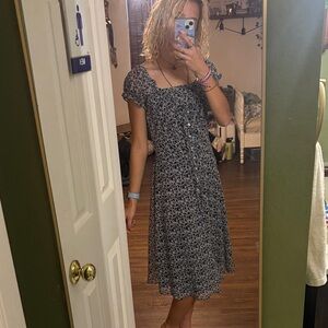 American Living Black and White Floral Midi Dress